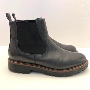 Caslon Miller Lea Water Resistant‎ Lug Chelsea Boot Black Leather Womens 10M